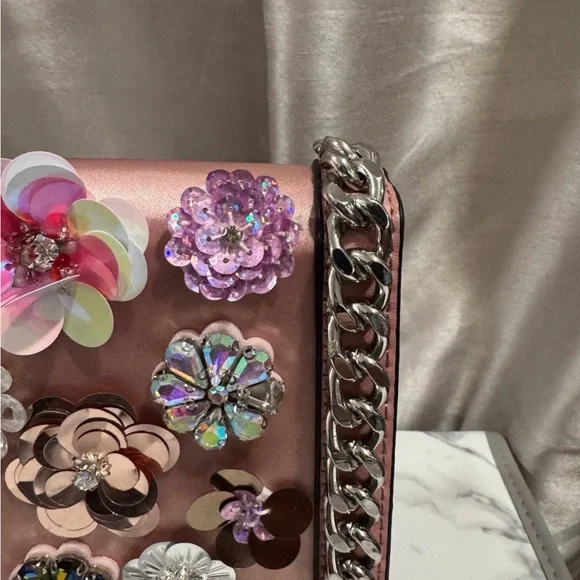 Aldo Pink Floral Embellished Crossbody Bag - Picture 4 of 4
